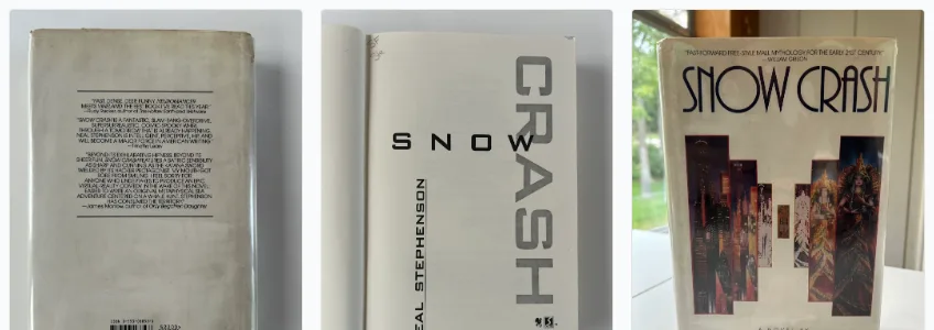 The cover, spine, and back of a first-edition book, the photos used to identify and value it.
